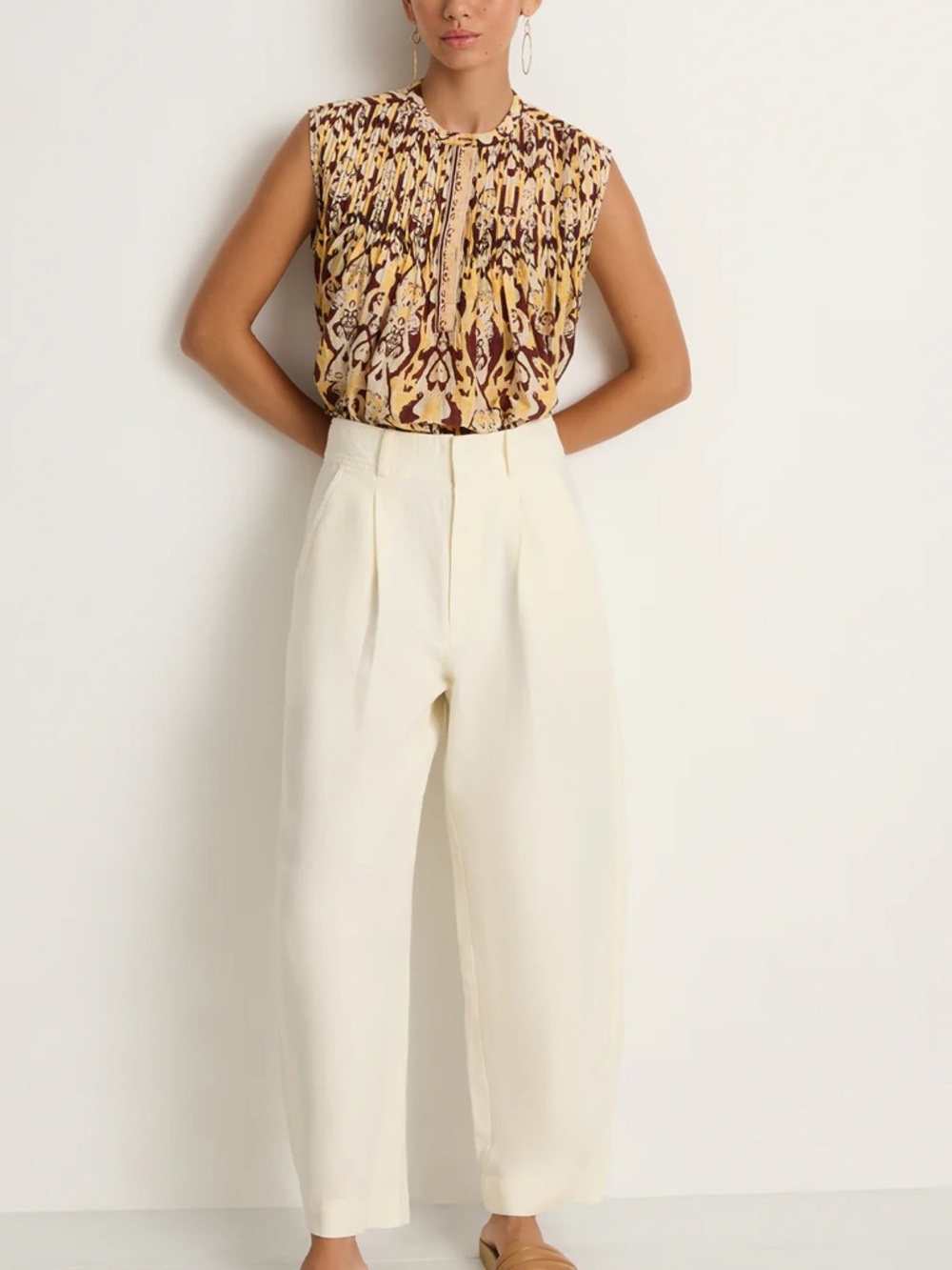 Apiece Apart Wide Leg barrel Trousers in Cream